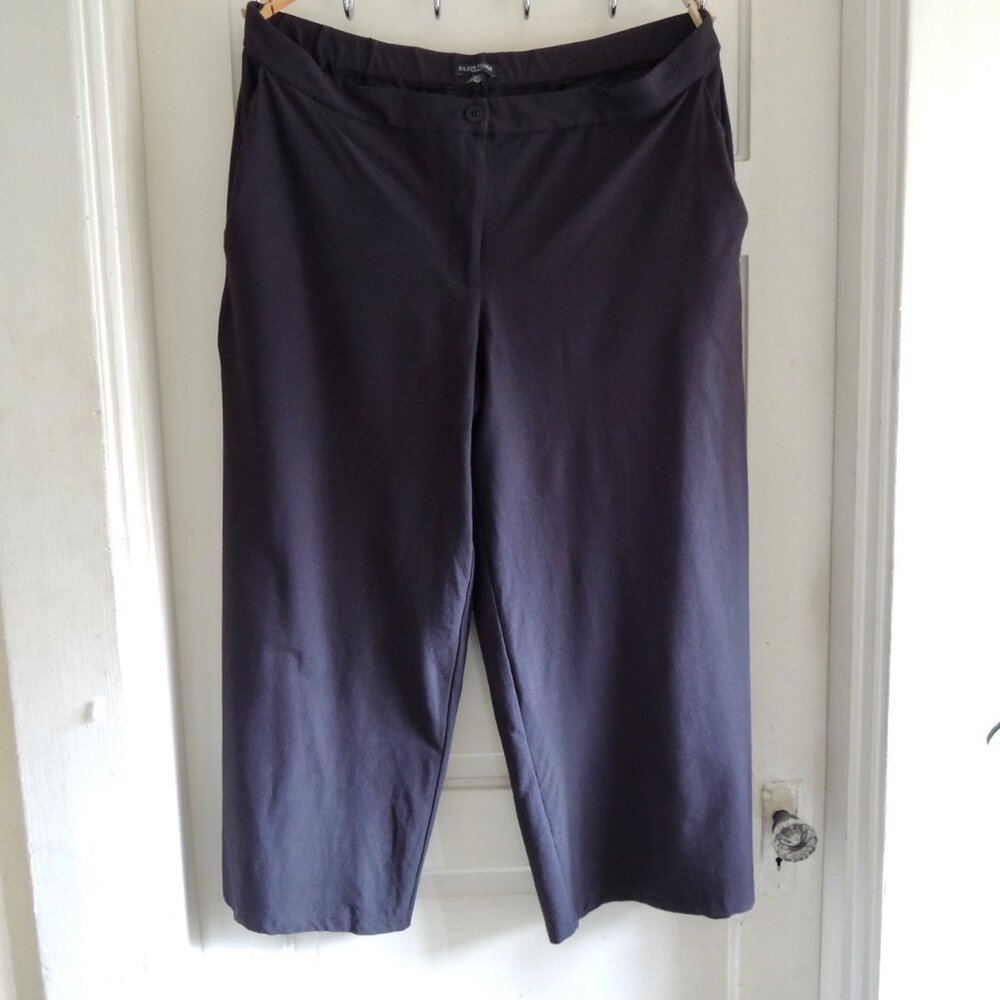 Eileen Fisher Black Wide Leg Stretch Zip Pants 16W